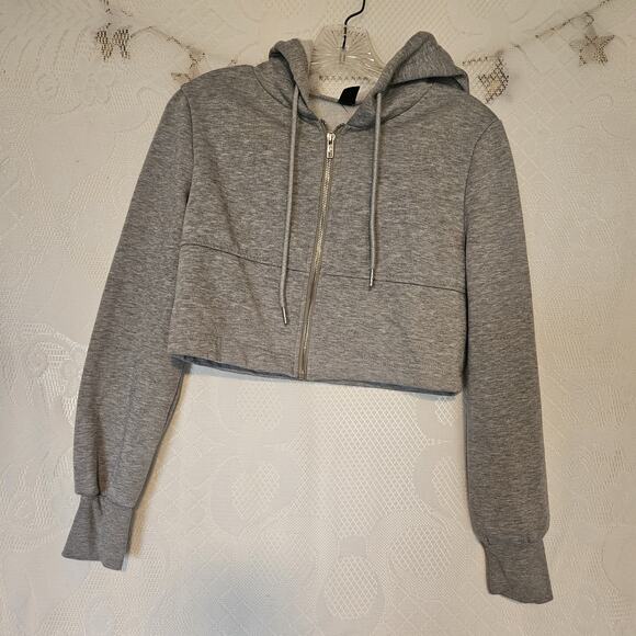 Shein Small Crop Zip Up Hoodie Y2K 90s Casual Athletic Loungewear Grunge Sporty - Picture 1 of 9